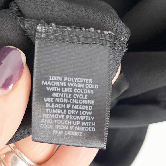 Torrid Top Sheer Black Deep V Drawstring Wide 3/4 Length Sleeve 4X - Picture 8 of 10